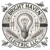 Official logo for Bright Haven Electric LLC, featuring a vintage-style lightbulb at the center of a circular design with bees, wheat sheaves, and electronic resistors.