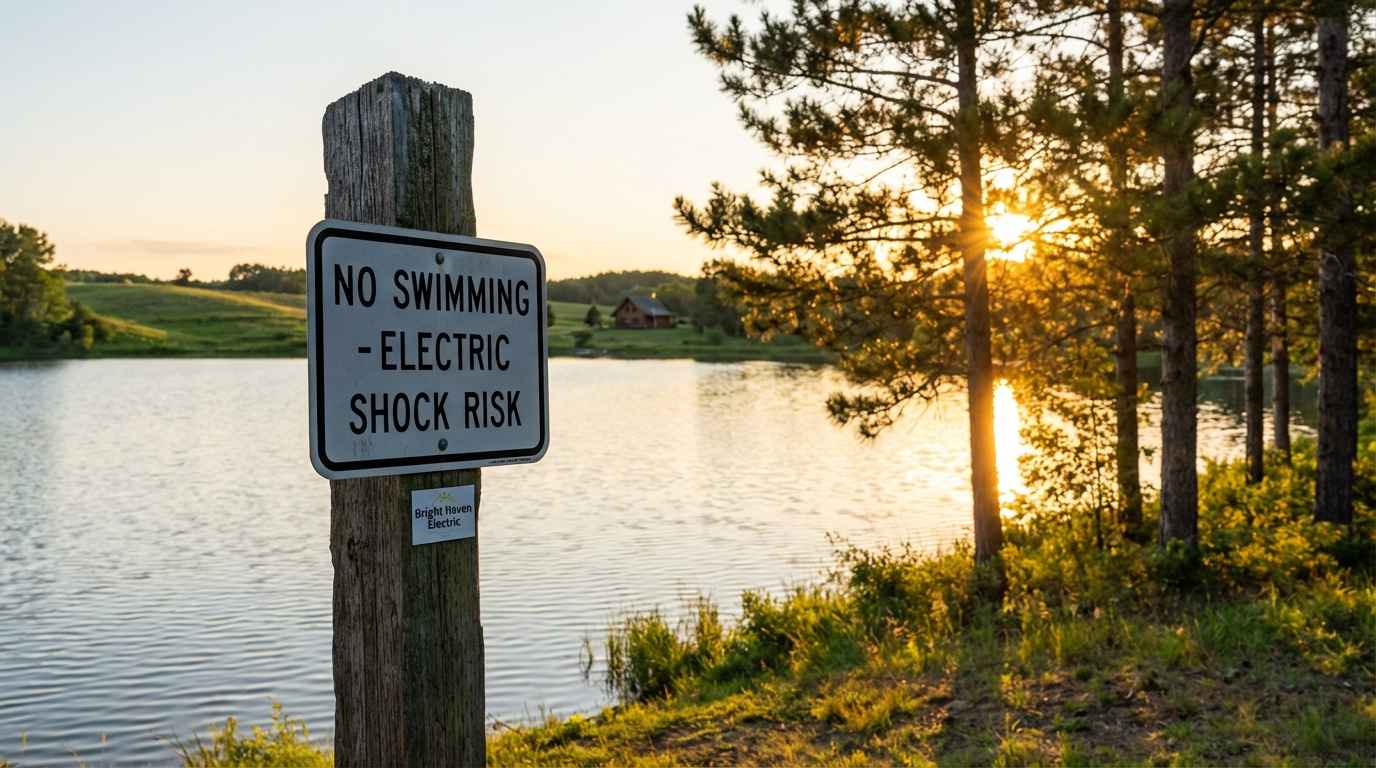 No swimming due to electric shock risk sign