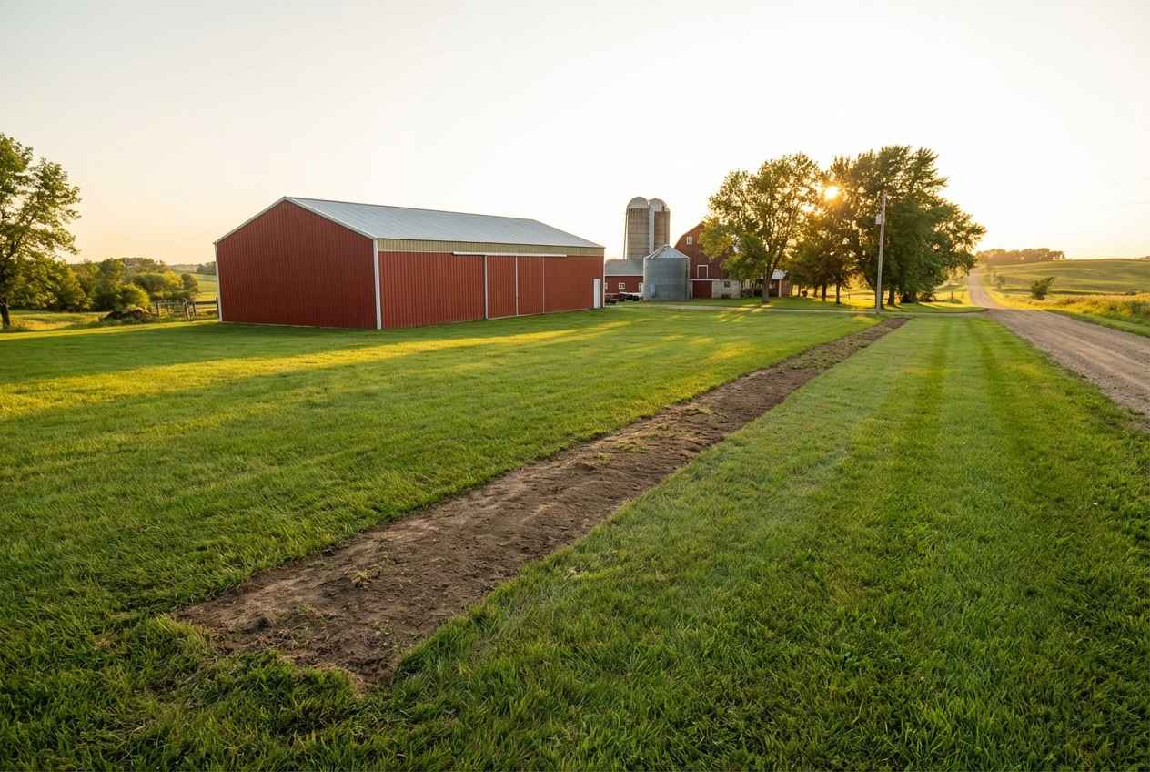Clean electrician jobsite after underground trench restoration by Bright Haven Electric in rural Minnesota