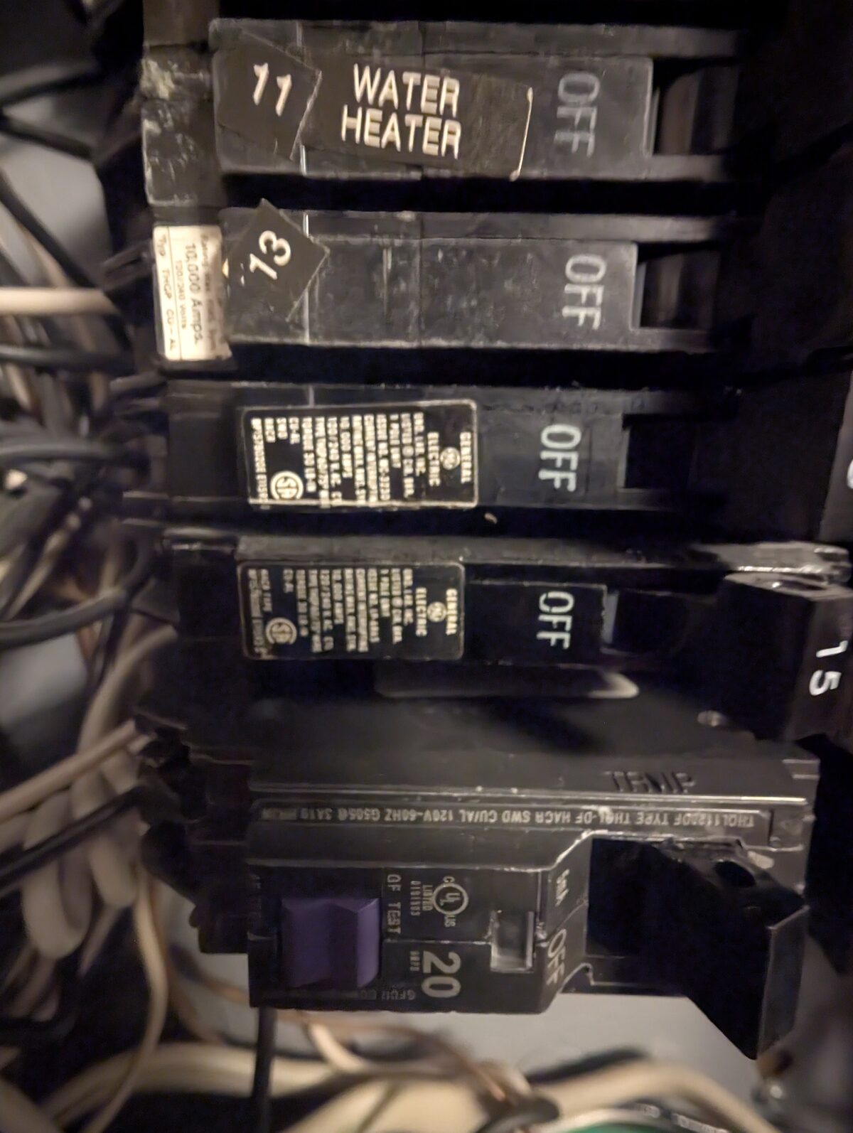 New 20A dual-function AFCI GFCI breaker installed in GE electrical panel