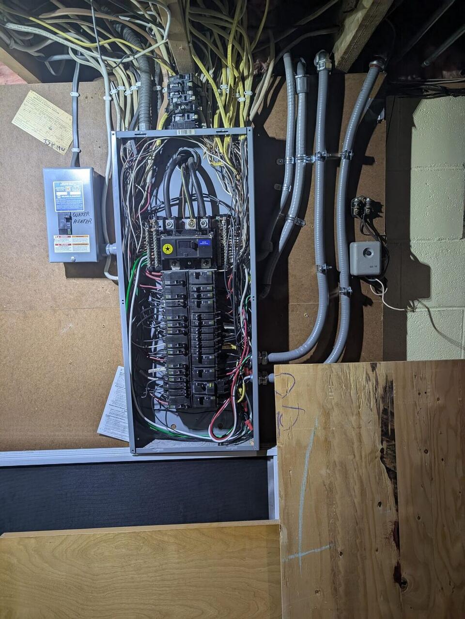 Square D electrical panel wired for EV charger circuit and off-peak load control in Canby MN